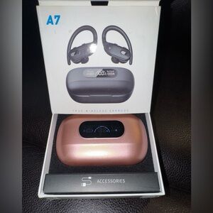 A7 True Wireless Earbuds - Black and Rose Gold